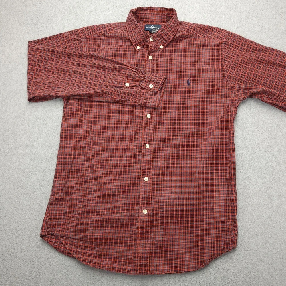 Ralph Lauren Shirt Boys XL 18-20 Red Plaid Long‎ Sleeve Button Down Pony Logo